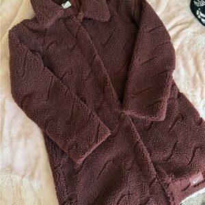 Nike Maroon Sherpa Fleece Jacket with Embossed Swoosh